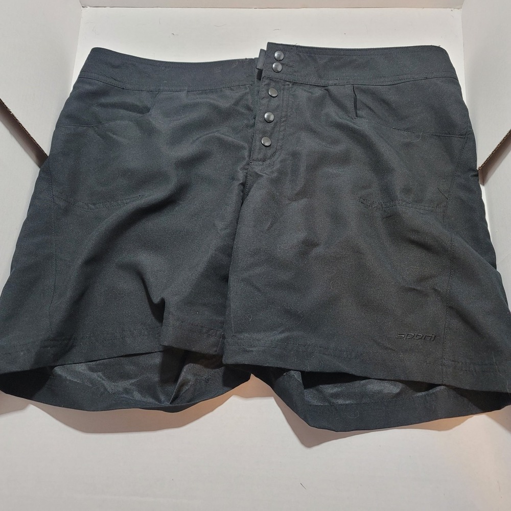 Sporti Swim Shorts Black Women's XL Snap Board Shorts Front & Back Lined Pockets